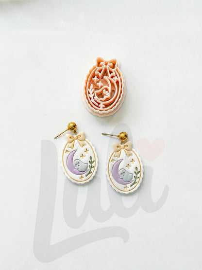 Ghost Sleeping on Moon Cutter: Dreamy Crescent Spirit Shape for Polymer Clay