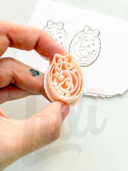 Ghost Sleeping on Moon Cutter: Dreamy Crescent Spirit Shape for Polymer Clay