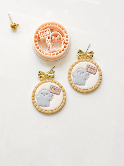 Boo Sign Cutter: Ghost Plaque Shape for Polymer Clay