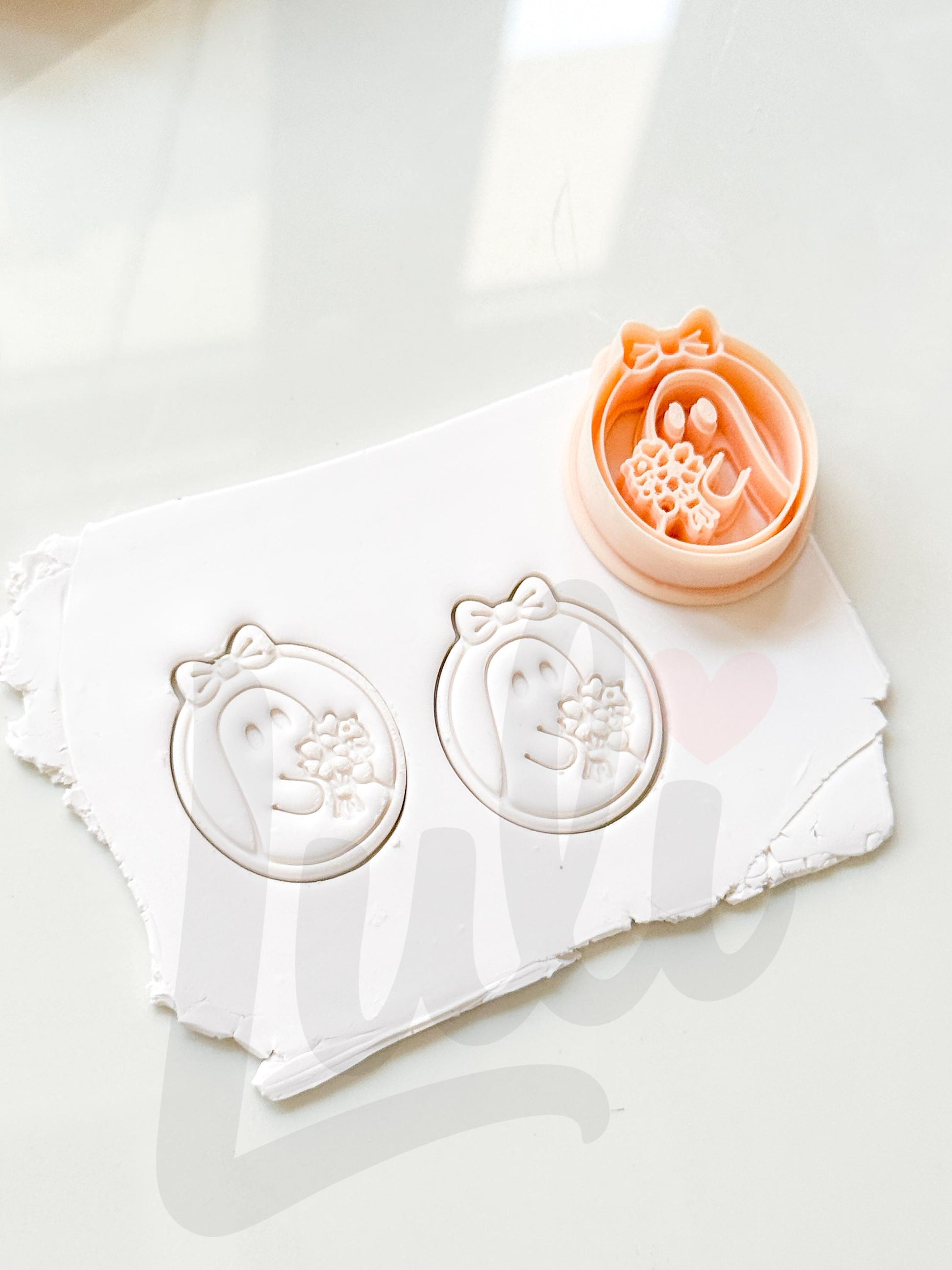 Ghost with Bouquet Cutter: Floral Spirit Shape for Polymer Clay
