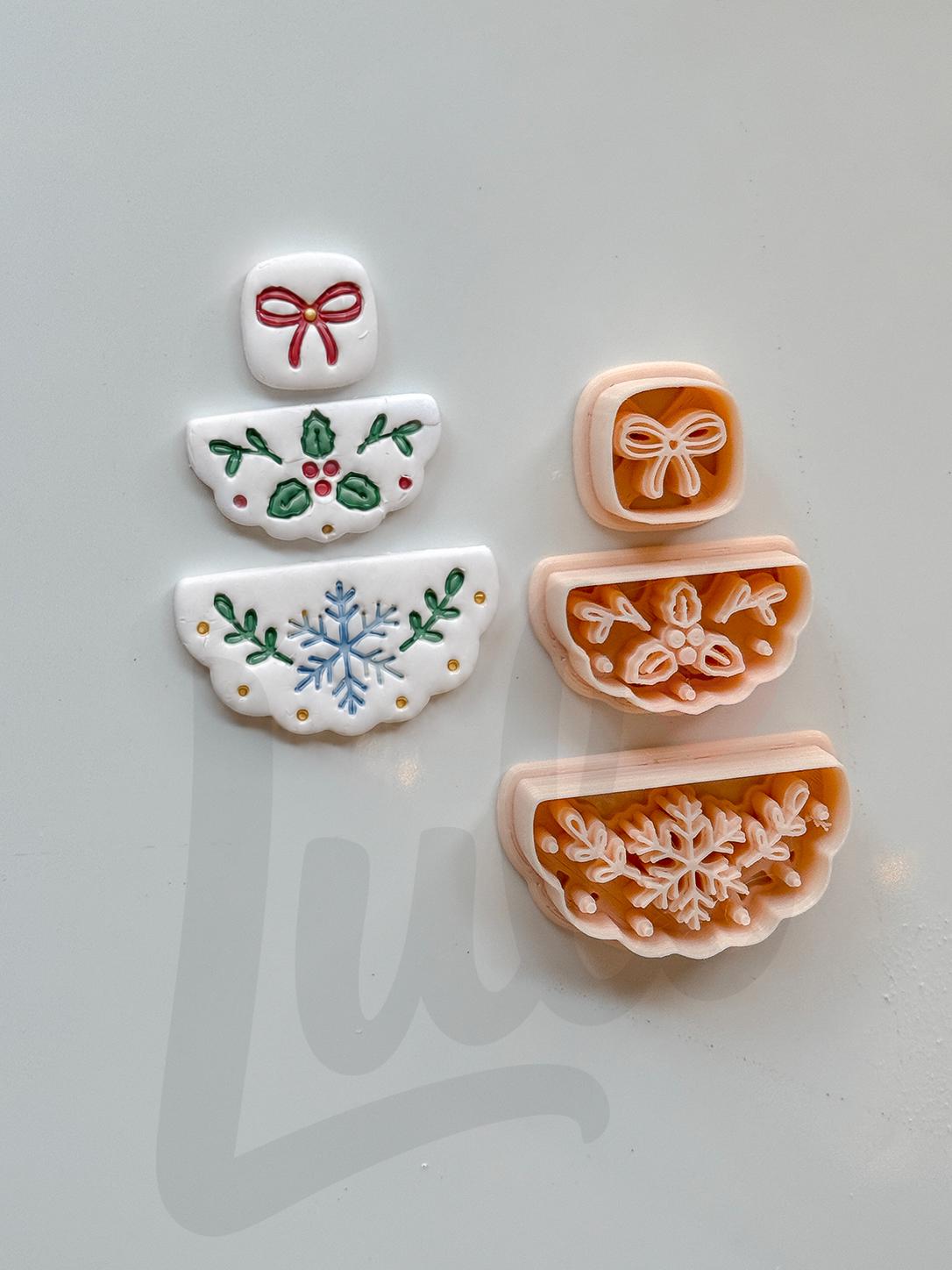 Holly Berry Fan Cutter: Botanical Christmas Shapes for Polymer Clay