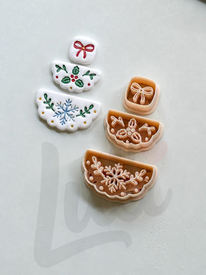 Holly Berry Fan Cutter: Botanical Christmas Shapes for Polymer Clay