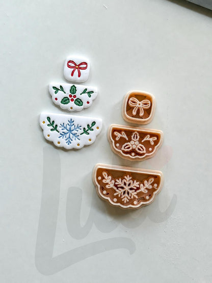 Holly Berry Fan Cutter: Botanical Christmas Shapes for Polymer Clay