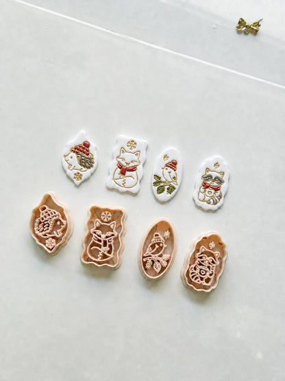 Winter Forest Charms Cutter: Woodland Animal Shapes for Polymer Clay