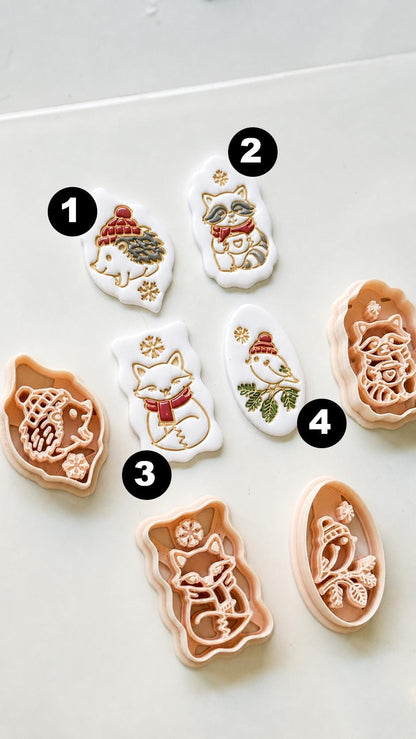 Winter Forest Charms Cutter: Woodland Animal Shapes for Polymer Clay