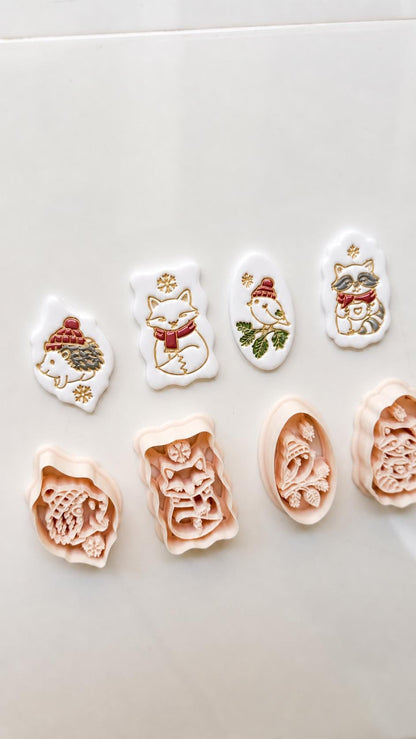 Winter Forest Charms Cutter: Woodland Animal Shapes for Polymer Clay
