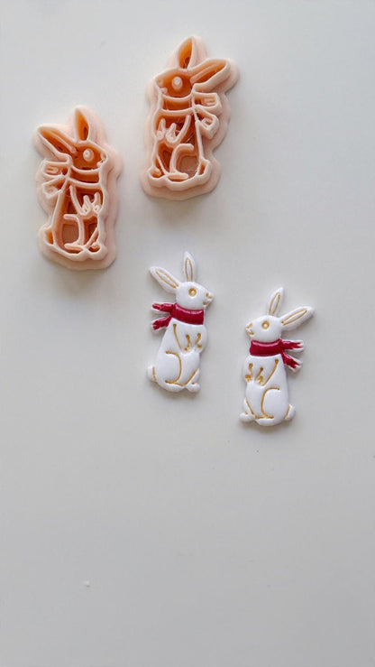 Winter bunny Cutter: Snowy Rabbit Shape for Polymer Clay