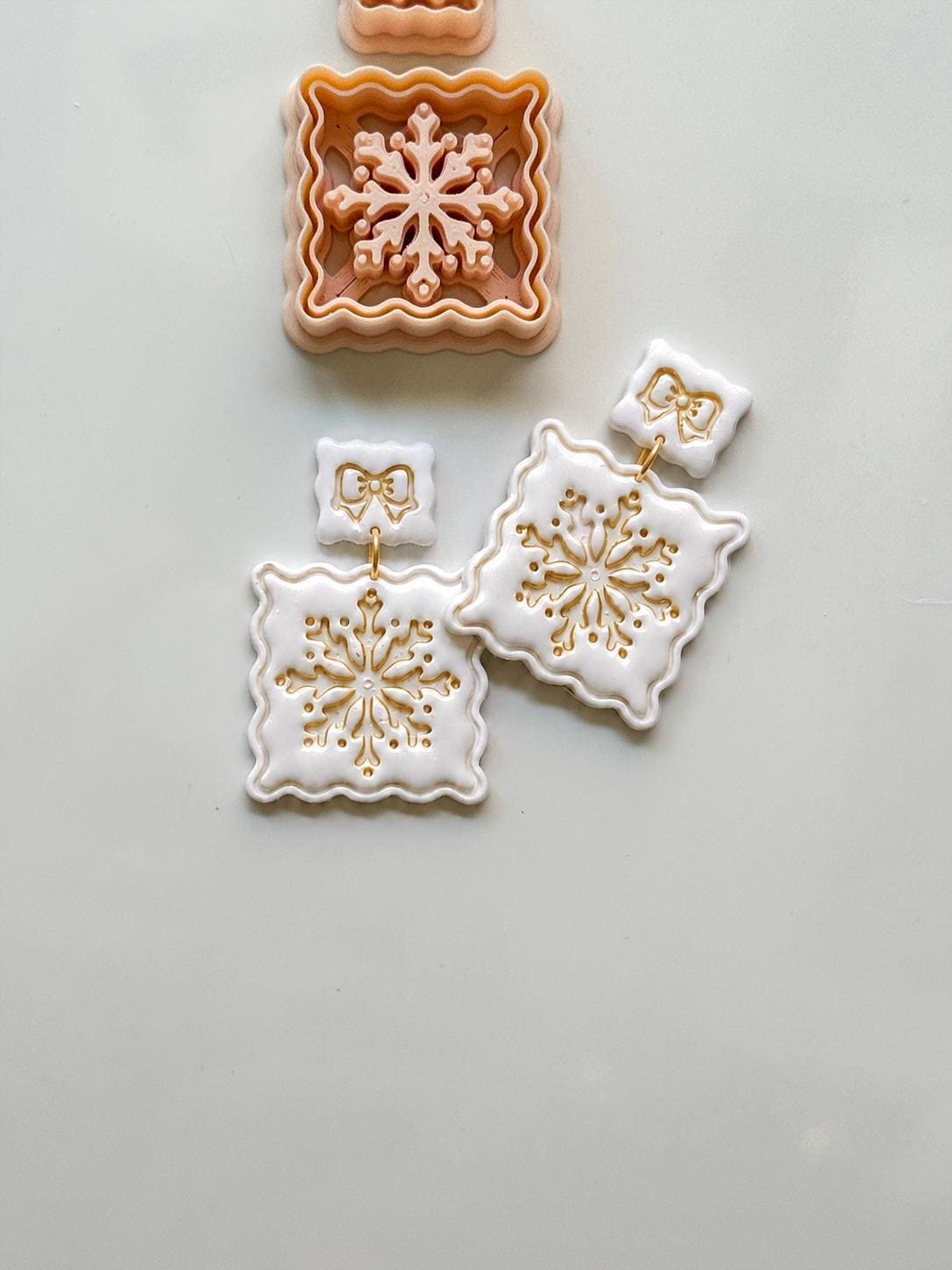 Snowflake Scallop Frame Cutter: Winter Holiday Shape for Polymer Clay
