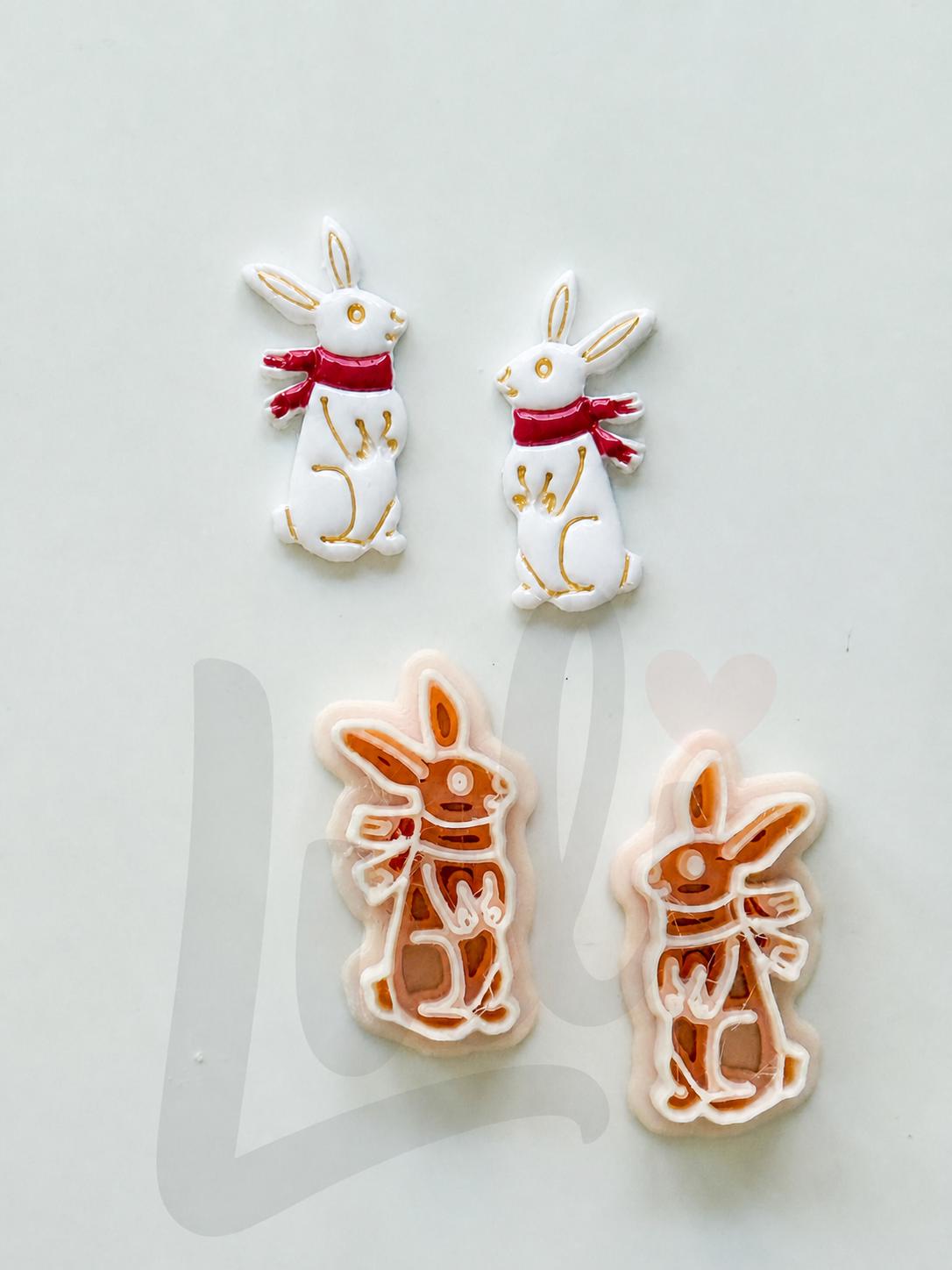 Winter bunny Cutter: Snowy Rabbit Shape for Polymer Clay