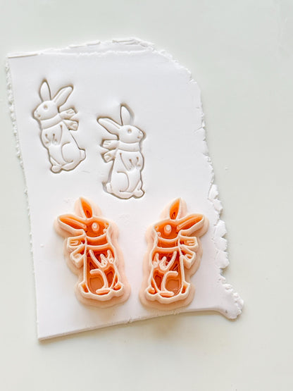 Winter bunny Cutter: Snowy Rabbit Shape for Polymer Clay