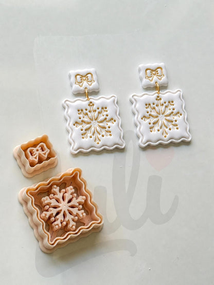Snowflake Scallop Frame Cutter: Winter Holiday Shape for Polymer Clay