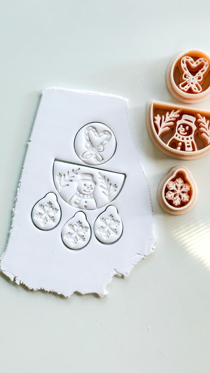 Candy Cane Snowman Cutter: Christmas Holiday Shapes for Polymer Clay