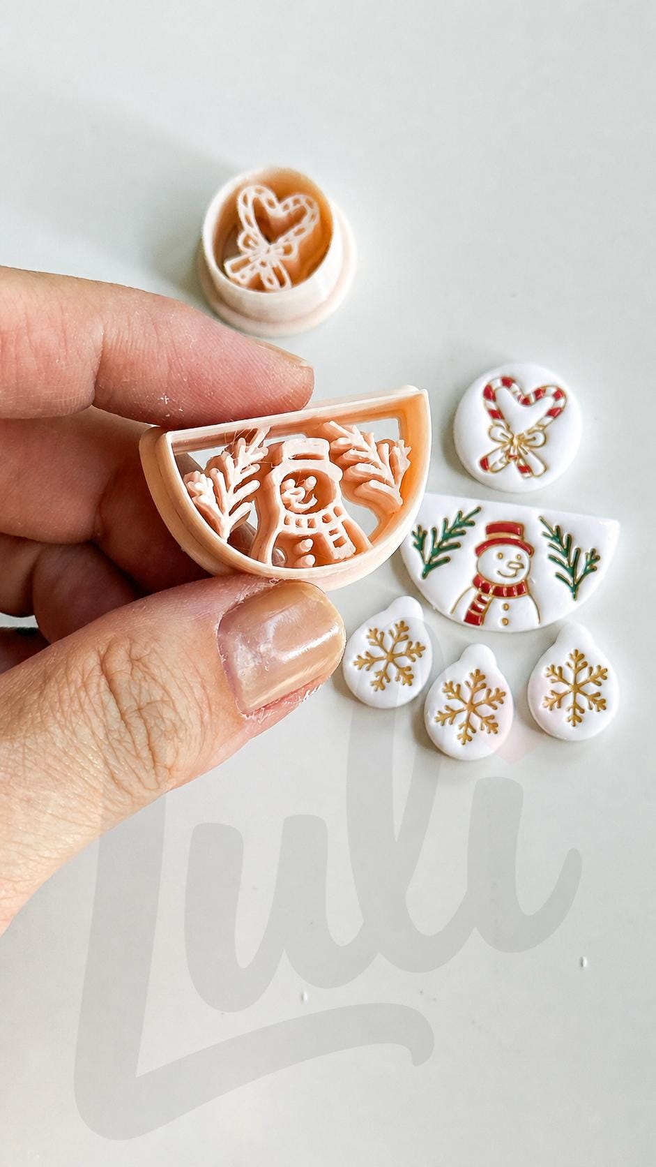 Candy Cane Snowman Cutter: Christmas Holiday Shapes for Polymer Clay
