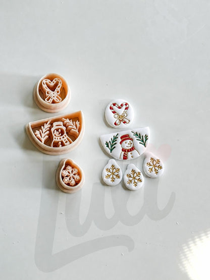 Candy Cane Snowman Cutter: Christmas Holiday Shapes for Polymer Clay