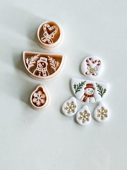 Candy Cane Snowman Cutter: Christmas Holiday Shapes for Polymer Clay