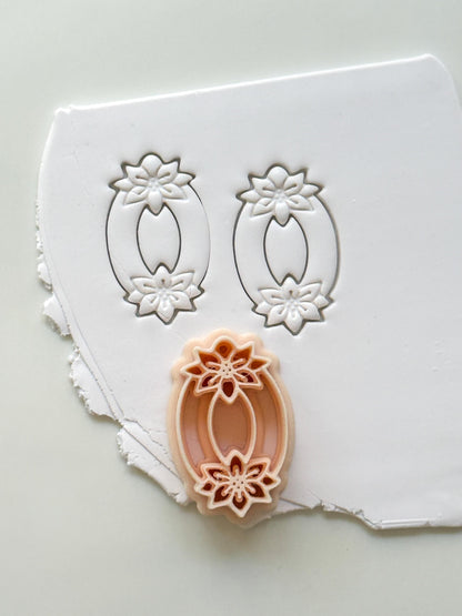 Poinsettia Oval Wreath Cutter: Holiday Floral Shape for Polymer Clay
