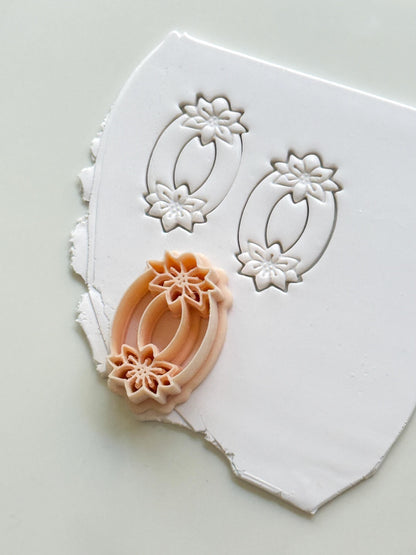 Poinsettia Oval Wreath Cutter: Holiday Floral Shape for Polymer Clay