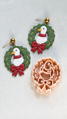 Duck christmas wreath Cutter: Holiday Bird Shape for Polymer Clay