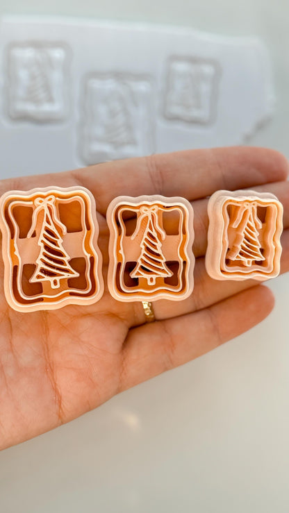 Bow Tied Christmas Tree Cutter: Festive Holiday Shape for Polymer Clay