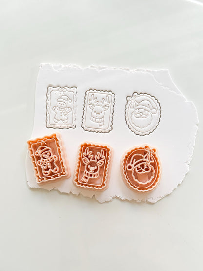 Festive Christmas Cutters Set: Holiday Santa Reindeer Snowman Designs for Polymer Clay