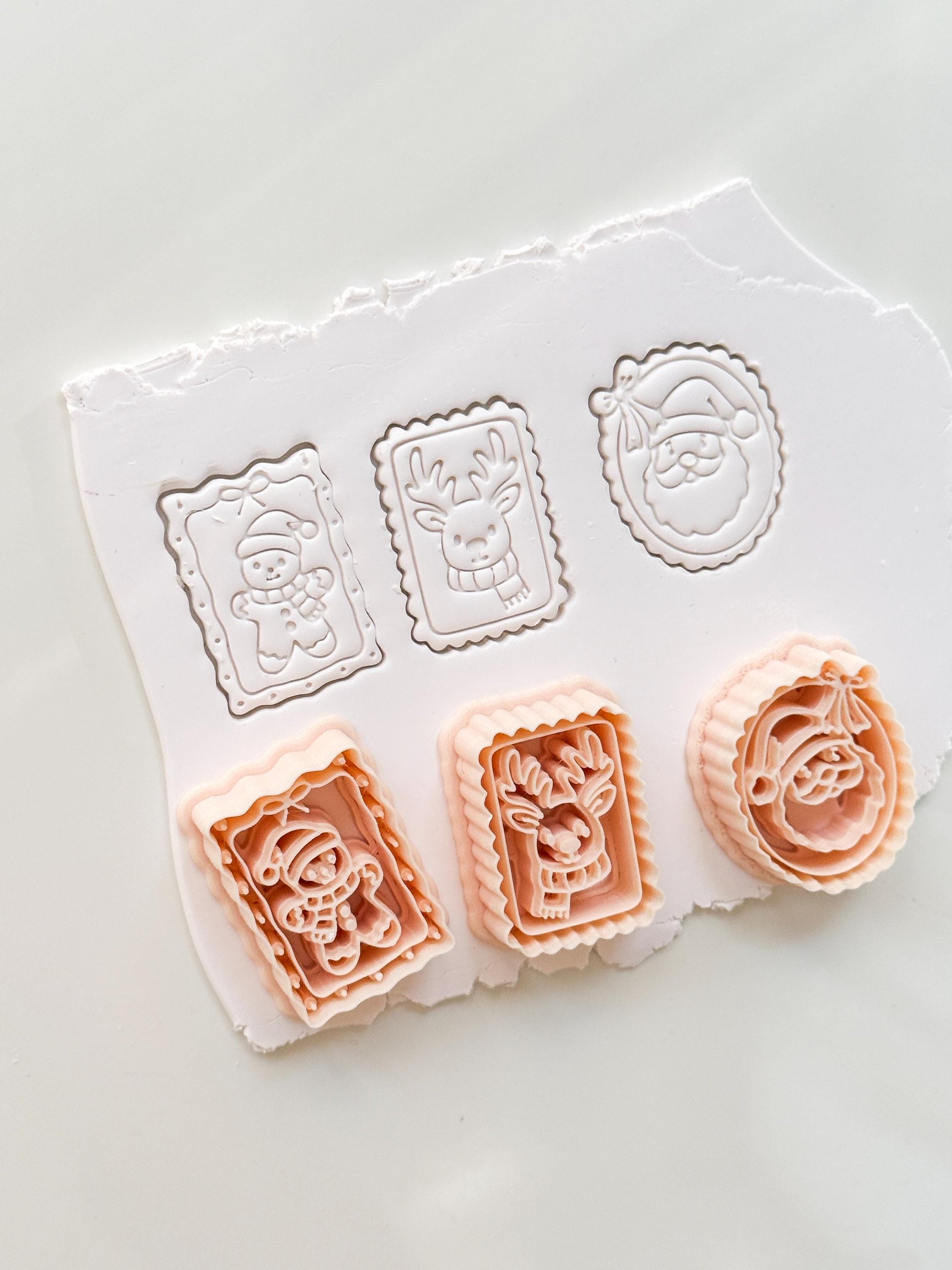 Festive Christmas Cutters Set: Holiday Santa Reindeer Snowman Designs for Polymer Clay