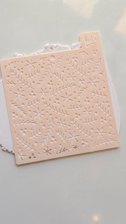 Christmas Branches Stencil for Polymer Clay: Winter Foliage Texture