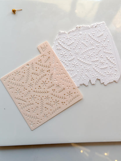 Christmas Branches Stencil for Polymer Clay: Winter Foliage Texture