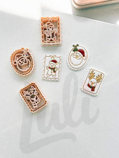 Festive Christmas Cutters Set: Holiday Santa Reindeer Snowman Designs for Polymer Clay