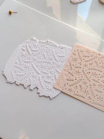 Christmas Branches Stencil for Polymer Clay: Winter Foliage Texture