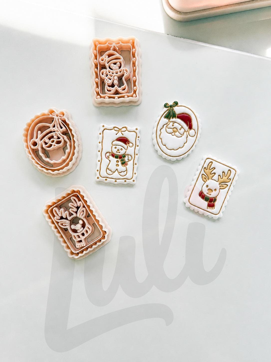 Festive Christmas Cutters Set: Holiday Santa Reindeer Snowman Designs for Polymer Clay