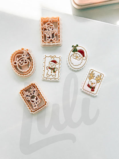 Festive Christmas Cutters Set: Holiday Santa Reindeer Snowman Designs for Polymer Clay