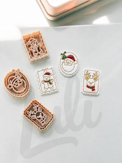 Festive Christmas Cutters Set: Holiday Santa Reindeer Snowman Designs for Polymer Clay