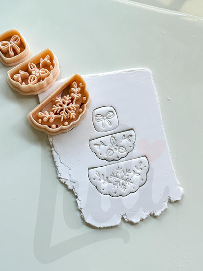 Holly Berry Fan Cutter: Botanical Christmas Shapes for Polymer Clay