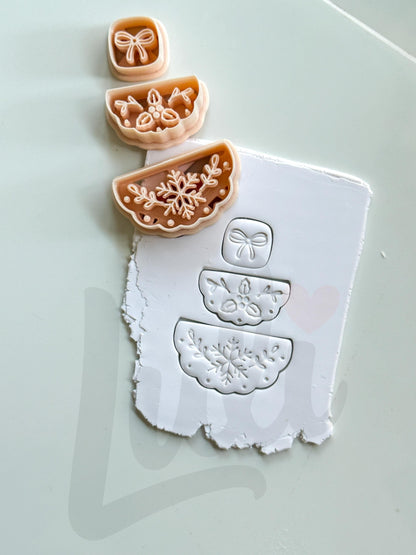 Holly Berry Fan Cutter: Botanical Christmas Shapes for Polymer Clay