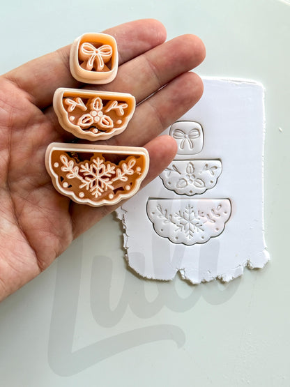 Holly Berry Fan Cutter: Botanical Christmas Shapes for Polymer Clay