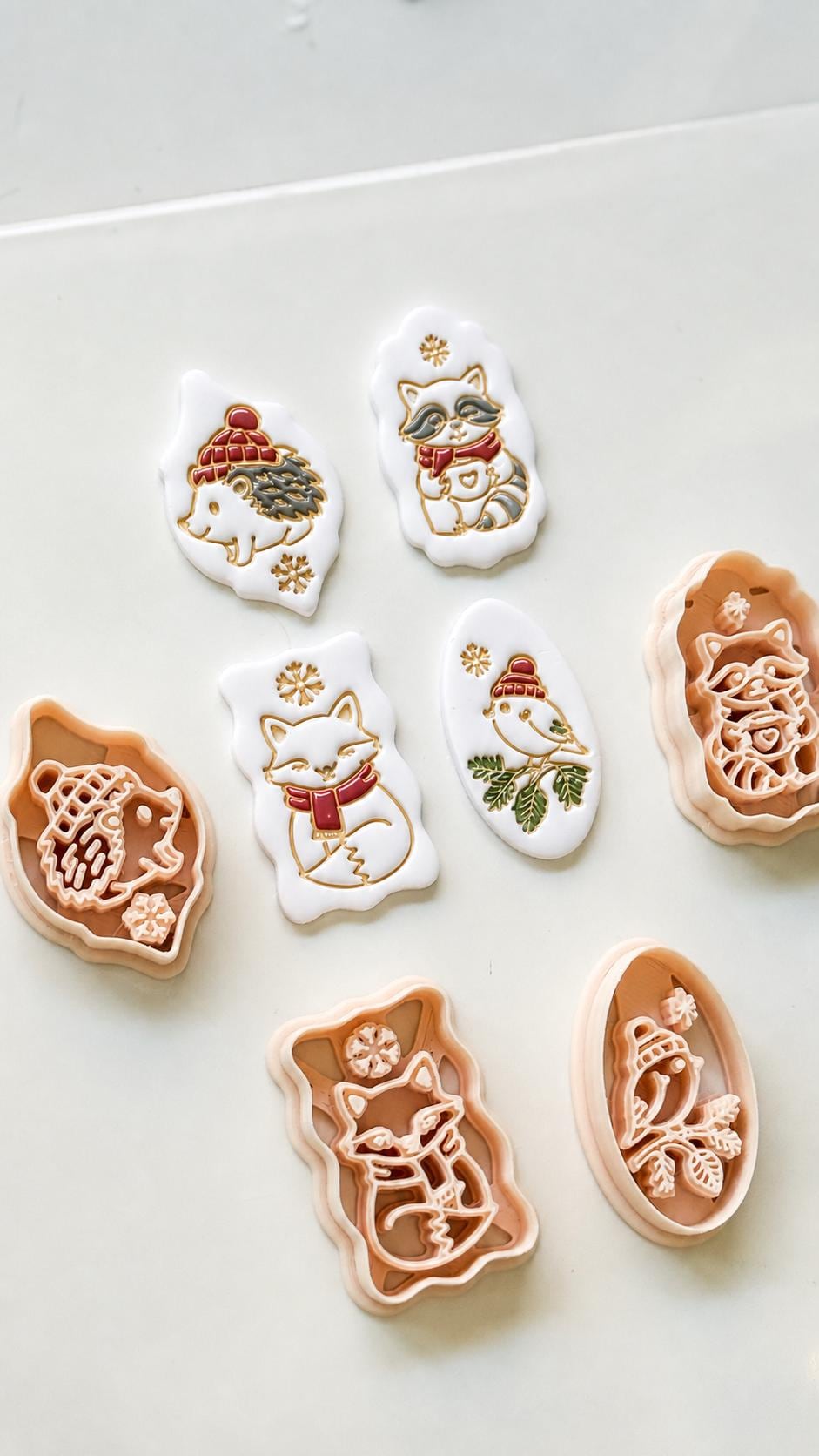 Winter Forest Charms Cutter: Woodland Animal Shapes for Polymer Clay
