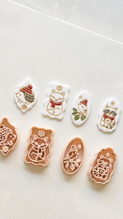 Winter Forest Charms Cutter: Woodland Animal Shapes for Polymer Clay