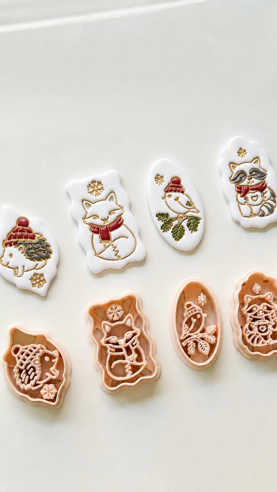 Winter Forest Charms Cutter: Woodland Animal Shapes for Polymer Clay