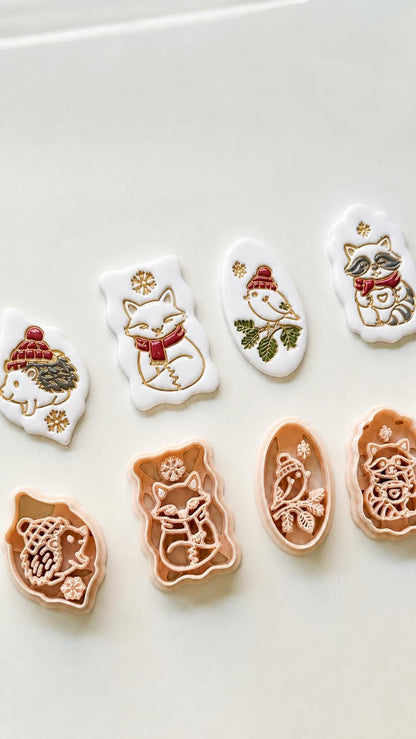 Winter Forest Charms Cutter: Woodland Animal Shapes for Polymer Clay