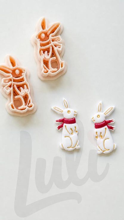 Winter bunny Cutter: Snowy Rabbit Shape for Polymer Clay