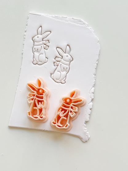 Winter bunny Cutter: Snowy Rabbit Shape for Polymer Clay