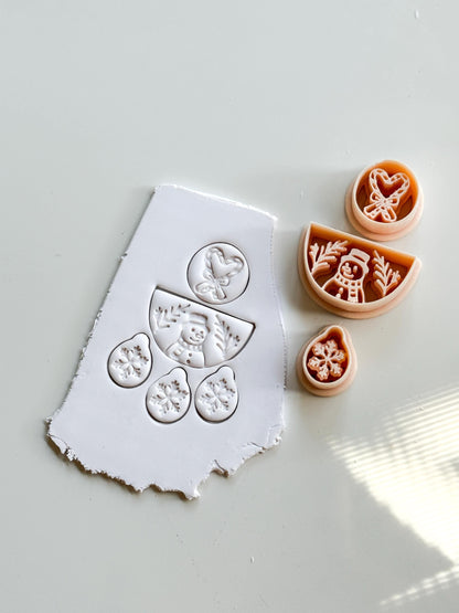Candy Cane Snowman Cutter: Christmas Holiday Shapes for Polymer Clay