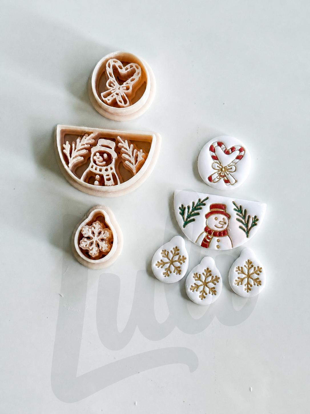 Candy Cane Snowman Cutter: Christmas Holiday Shapes for Polymer Clay