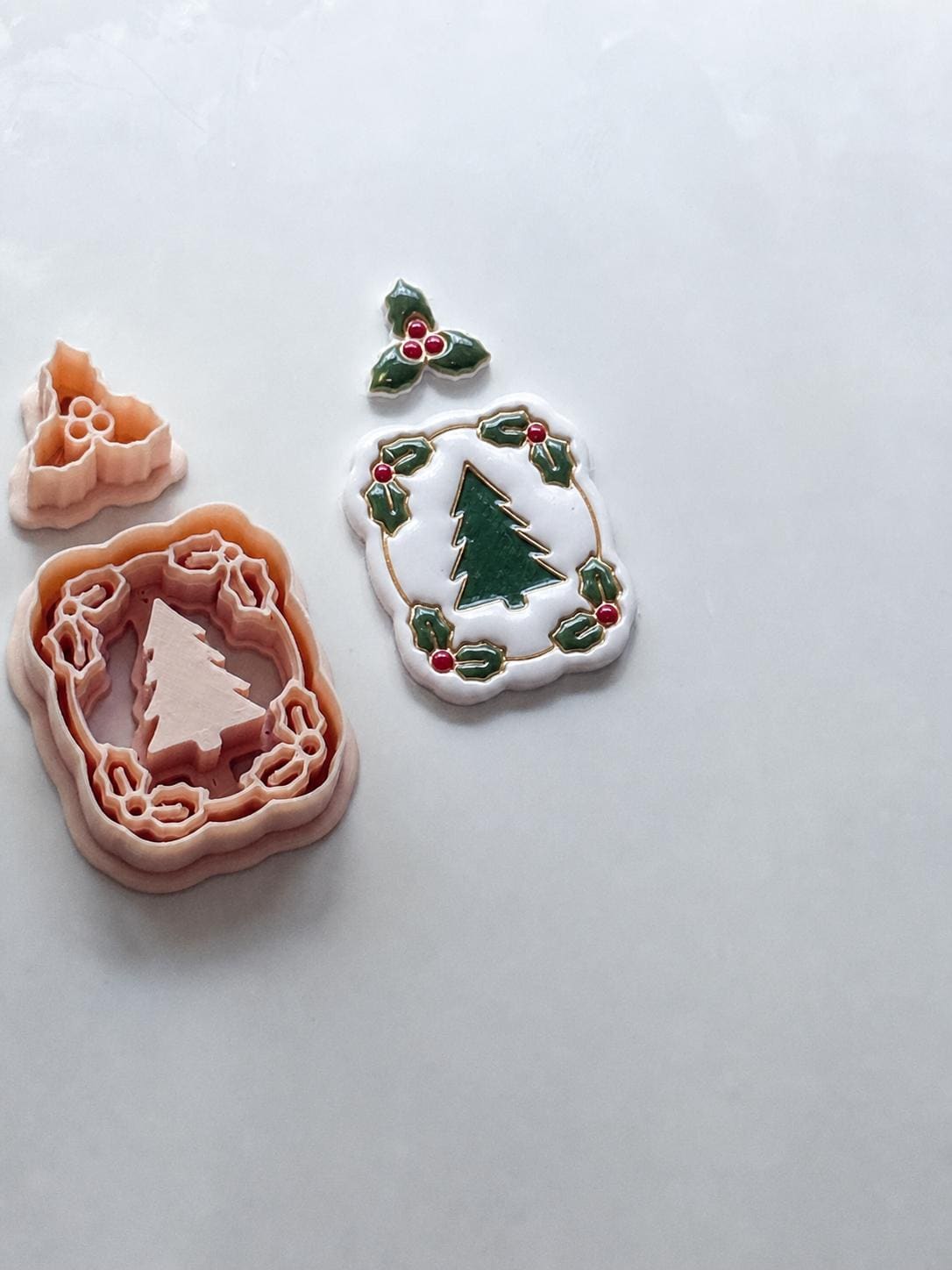 Holly Tree Frame Cutter: Christmas Evergreen Frame for Polymer Clay