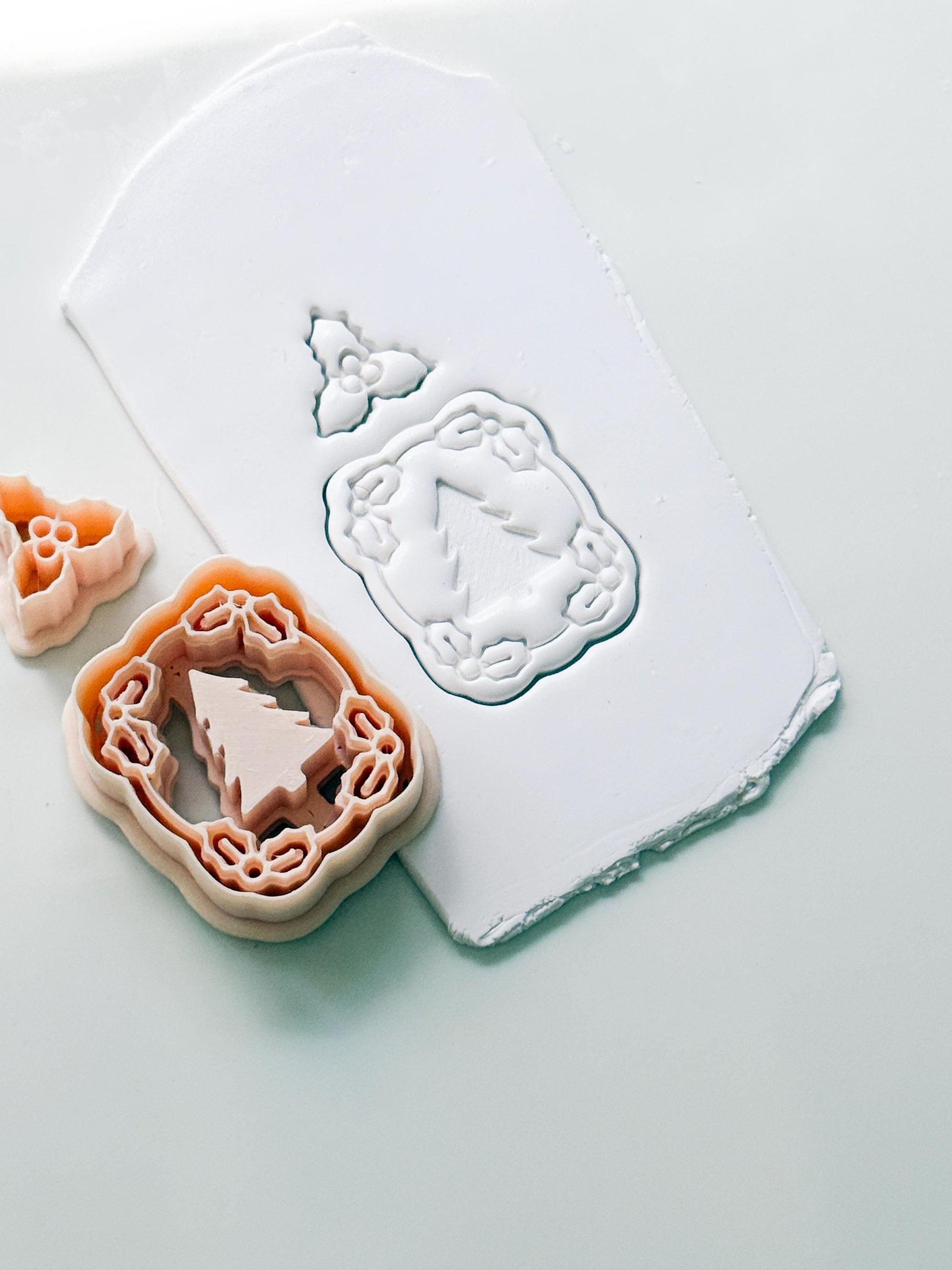 Holly Tree Frame Cutter: Christmas Evergreen Frame for Polymer Clay