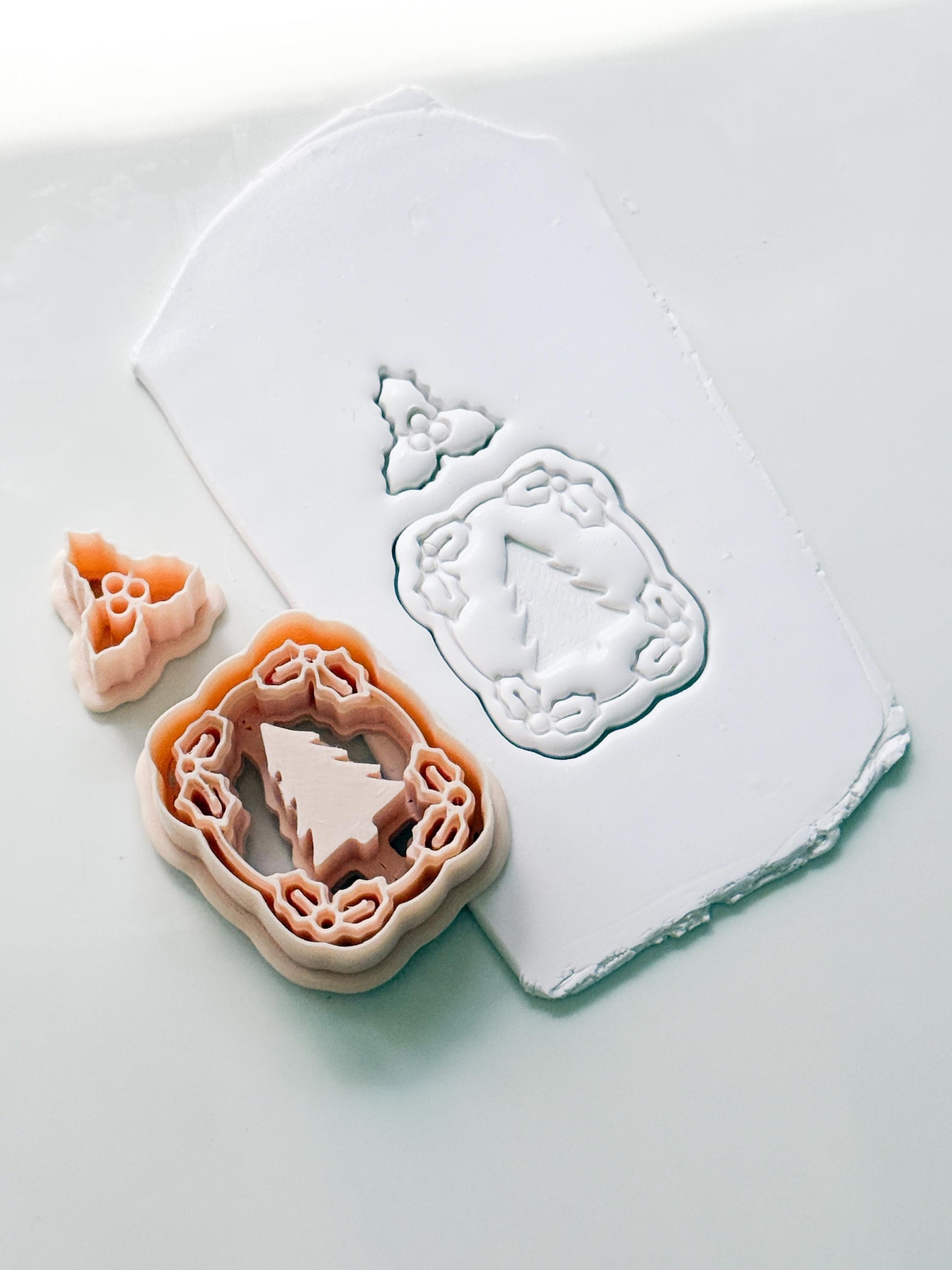 Holly Tree Frame Cutter: Christmas Evergreen Frame for Polymer Clay