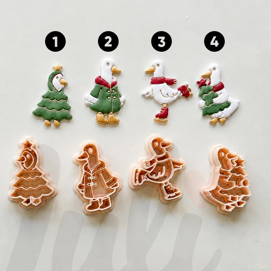 Christmas Duck Cutters: Holiday Waterfowl Shapes for Polymer Clay
