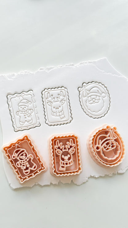 Festive Christmas Cutters Set: Holiday Santa Reindeer Snowman Designs for Polymer Clay