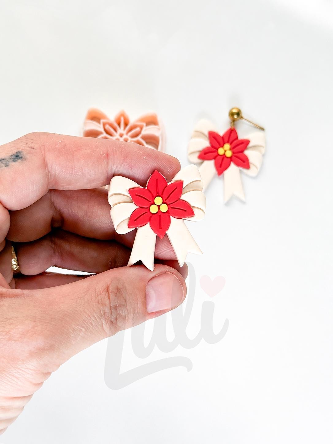 Poinsettia Bow Cutter: Floral Christmas Ribbon Shape for Polymer Clay| Preppy Christmas