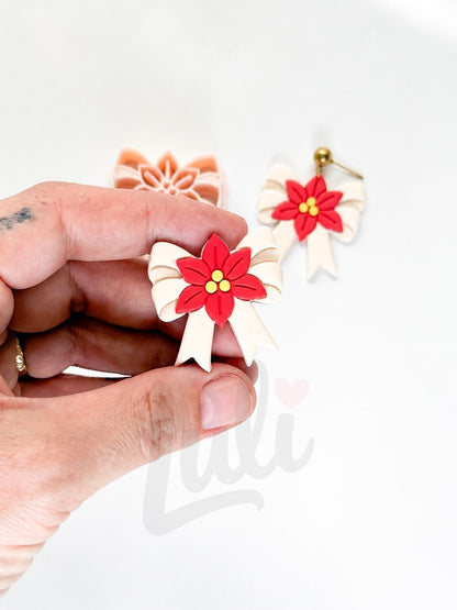 Poinsettia Bow Cutter: Floral Christmas Ribbon Shape for Polymer Clay| Preppy Christmas